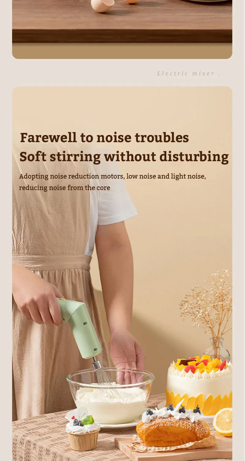 Folding Portable Electric Food Mixer Automatic Whisk Egg Beater Butter Cream Vertical Whipper Kitchen Cordless Hand Blender