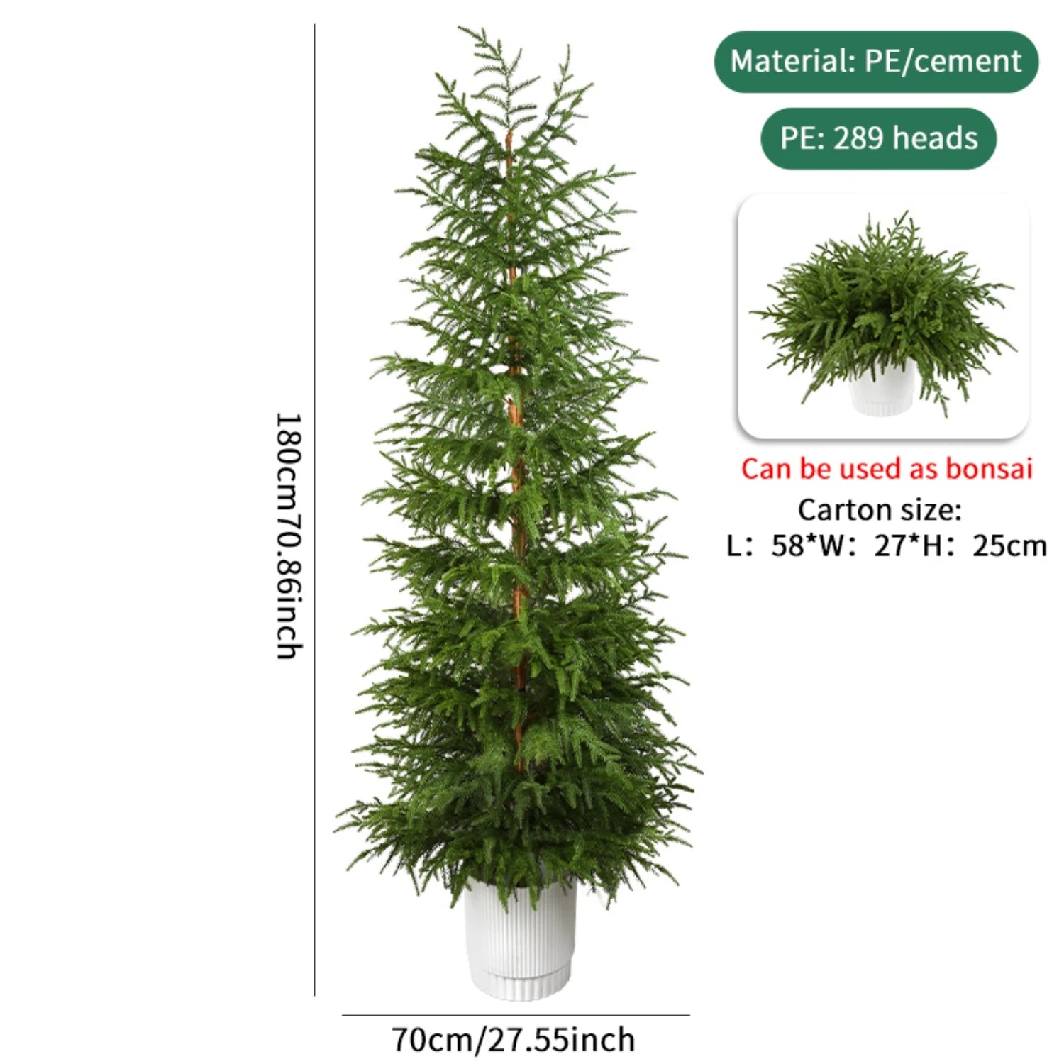 Artificial PE Christmas Tree Premium Pine Xmas Tree Realistic Holiday Party Decor for Home Office, Foldable Stand, Easy Assembly