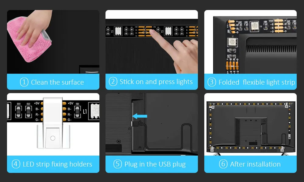 2PCS 1M LED TV backlight App Control USB LED STRIP LIGHT