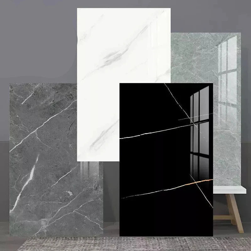 10pcs 30x60cm Self-Adhesive Marble PVC Floor Tiles Waterproof Peel Stick Wall Sticker Kitchen Bathroom Removable Home Decor ﻿