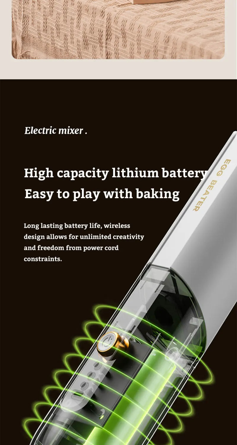 Folding Portable Electric Food Mixer Automatic Whisk Egg Beater Butter Cream Vertical Whipper Kitchen Cordless Hand Blender