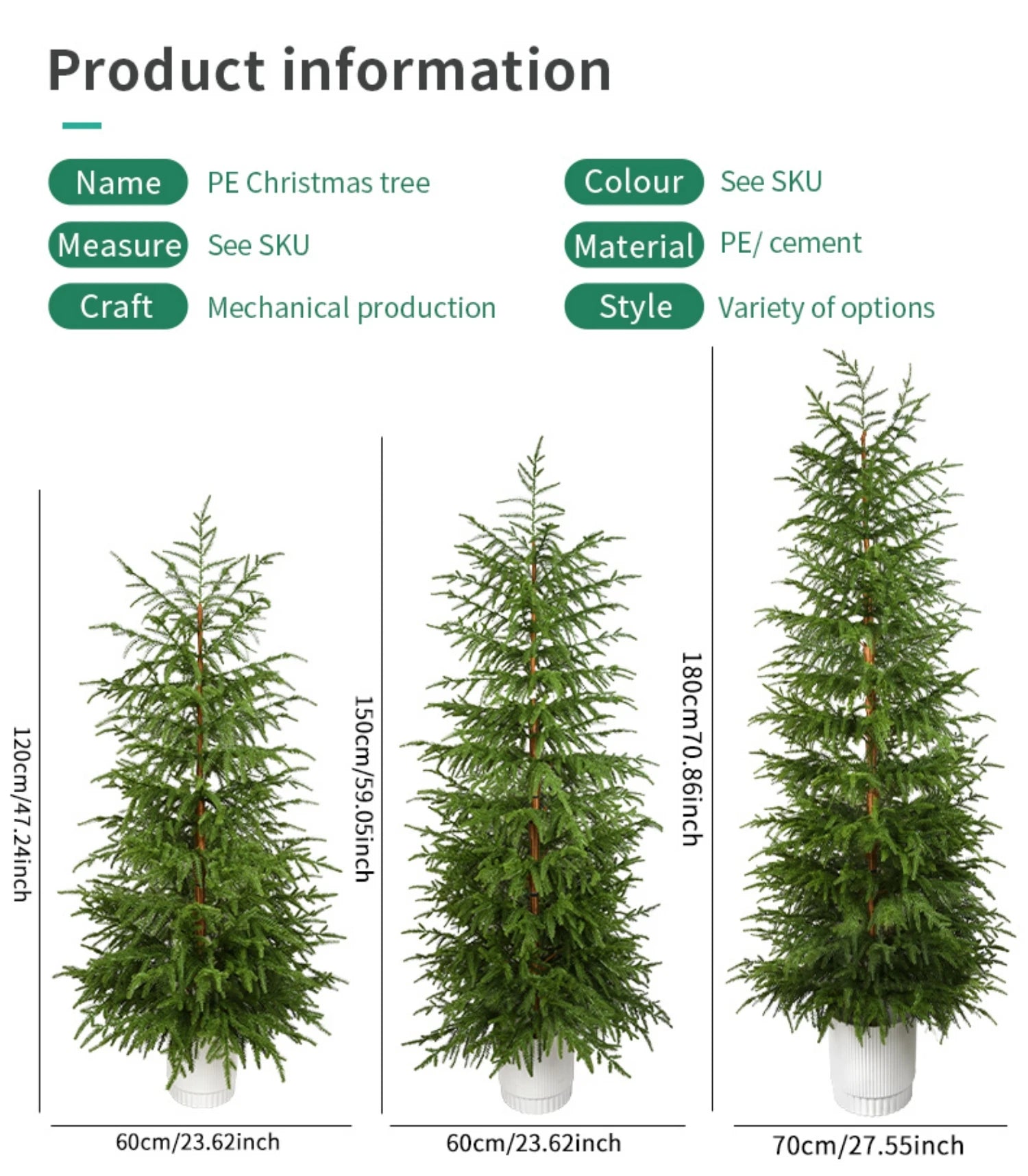 Artificial PE Christmas Tree Premium Pine Xmas Tree Realistic Holiday Party Decor for Home Office, Foldable Stand, Easy Assembly