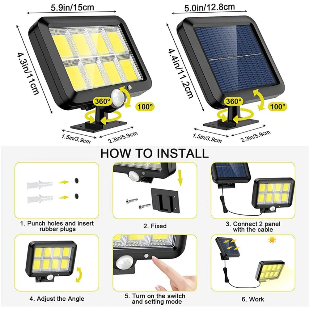 160LED Solar Light Split Wall Lamp Waterproof Outdoor Motion Sensor Solar Wall Lights Emergency Street Garden Porch LED Light