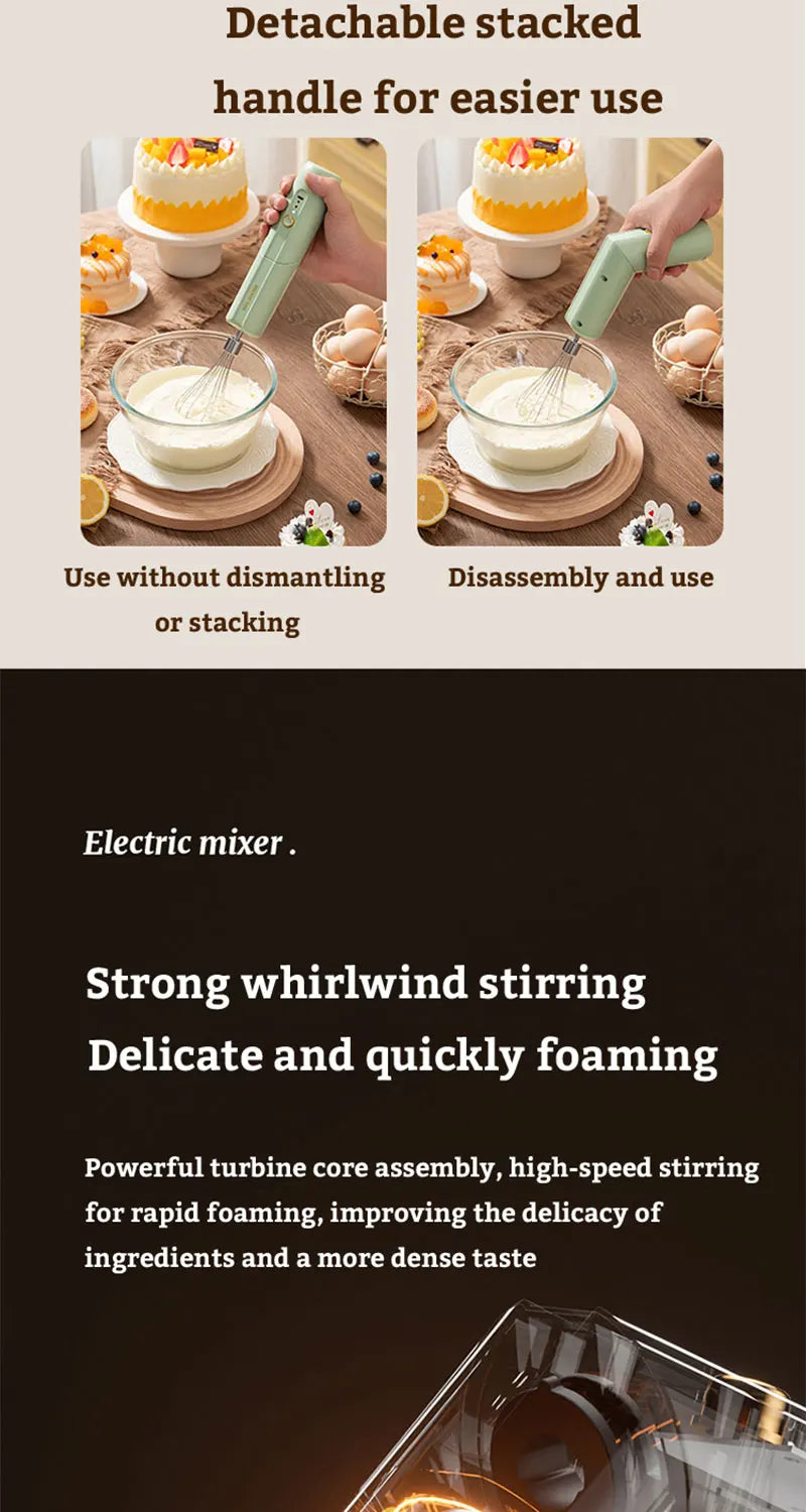 Folding Portable Electric Food Mixer Automatic Whisk Egg Beater Butter Cream Vertical Whipper Kitchen Cordless Hand Blender