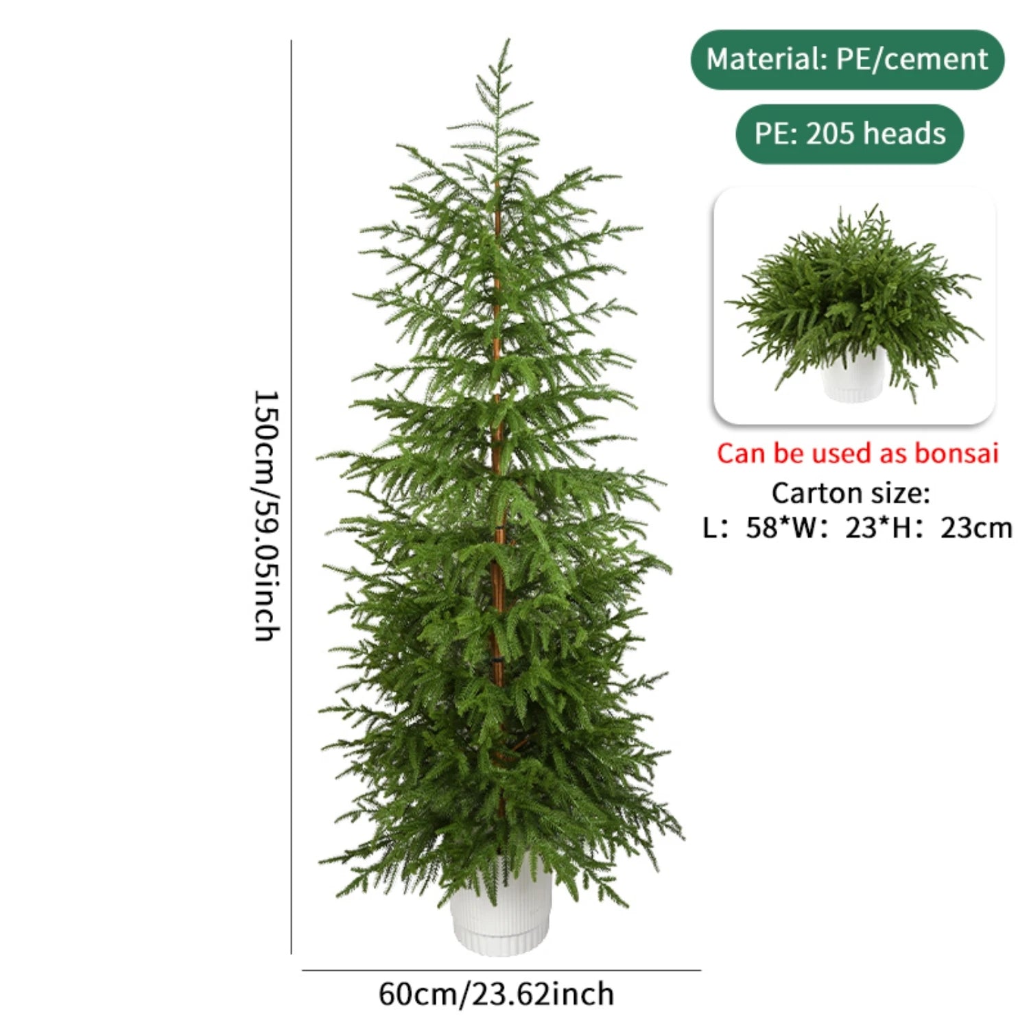 Artificial PE Christmas Tree Premium Pine Xmas Tree Realistic Holiday Party Decor for Home Office, Foldable Stand, Easy Assembly