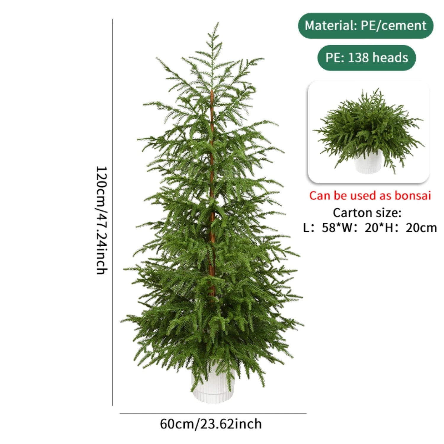 Artificial PE Christmas Tree Premium Pine Xmas Tree Realistic Holiday Party Decor for Home Office, Foldable Stand, Easy Assembly