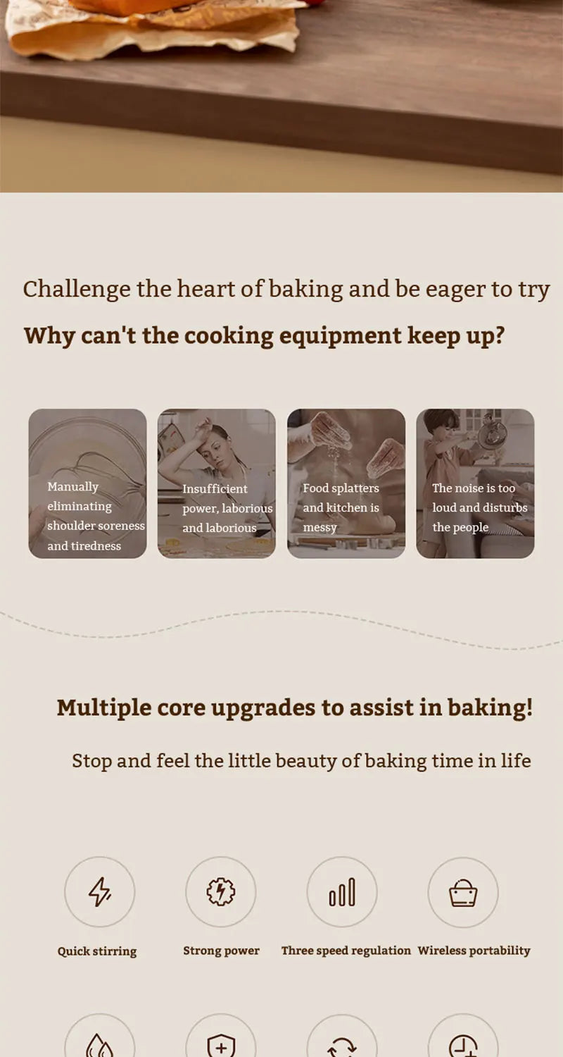 Folding Portable Electric Food Mixer Automatic Whisk Egg Beater Butter Cream Vertical Whipper Kitchen Cordless Hand Blender