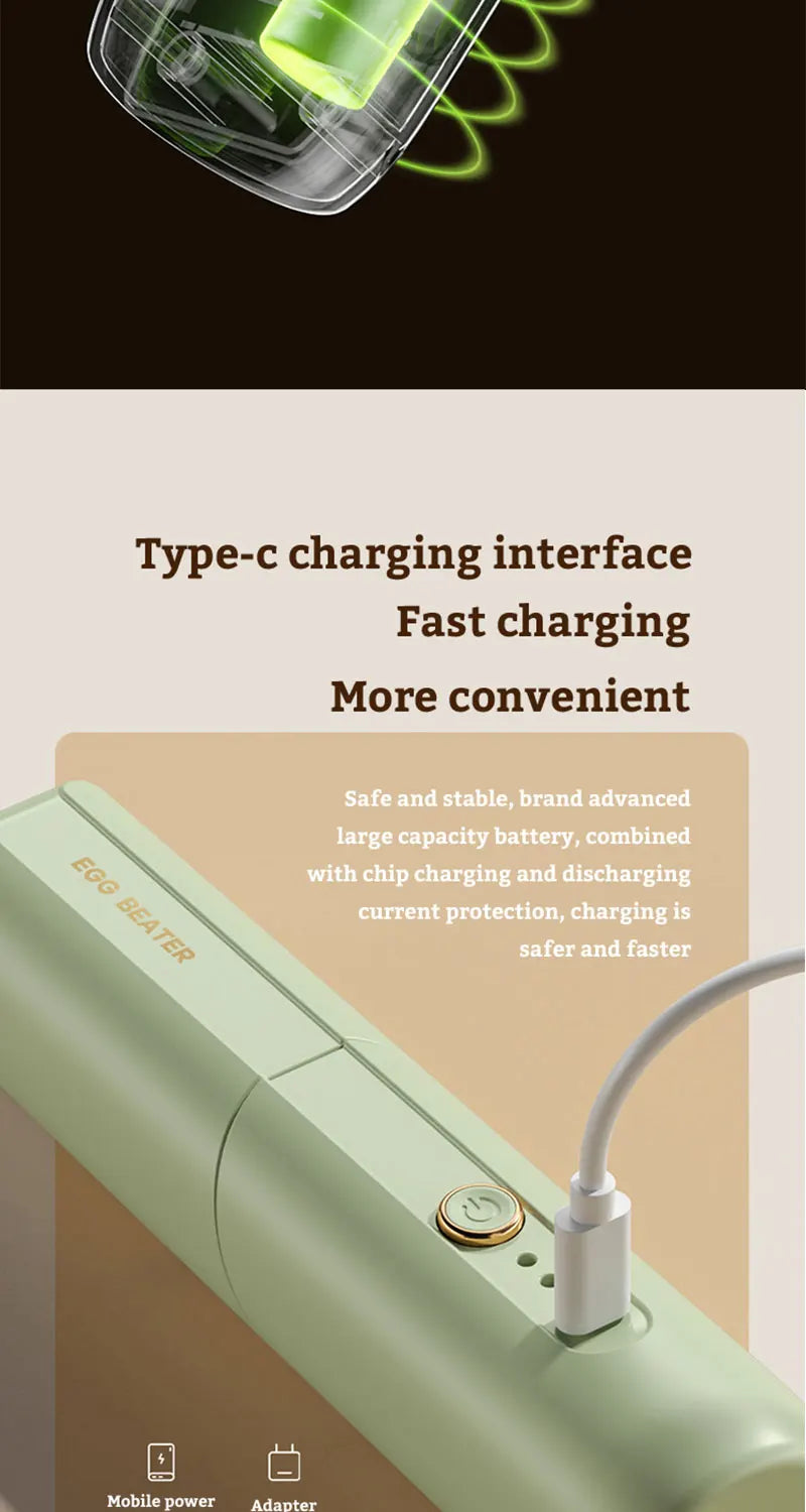 Folding Portable Electric Food Mixer Automatic Whisk Egg Beater Butter Cream Vertical Whipper Kitchen Cordless Hand Blender