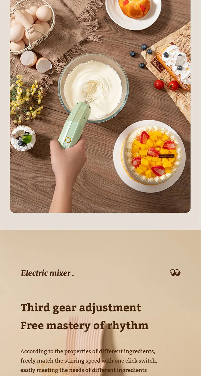 Folding Portable Electric Food Mixer Automatic Whisk Egg Beater Butter Cream Vertical Whipper Kitchen Cordless Hand Blender