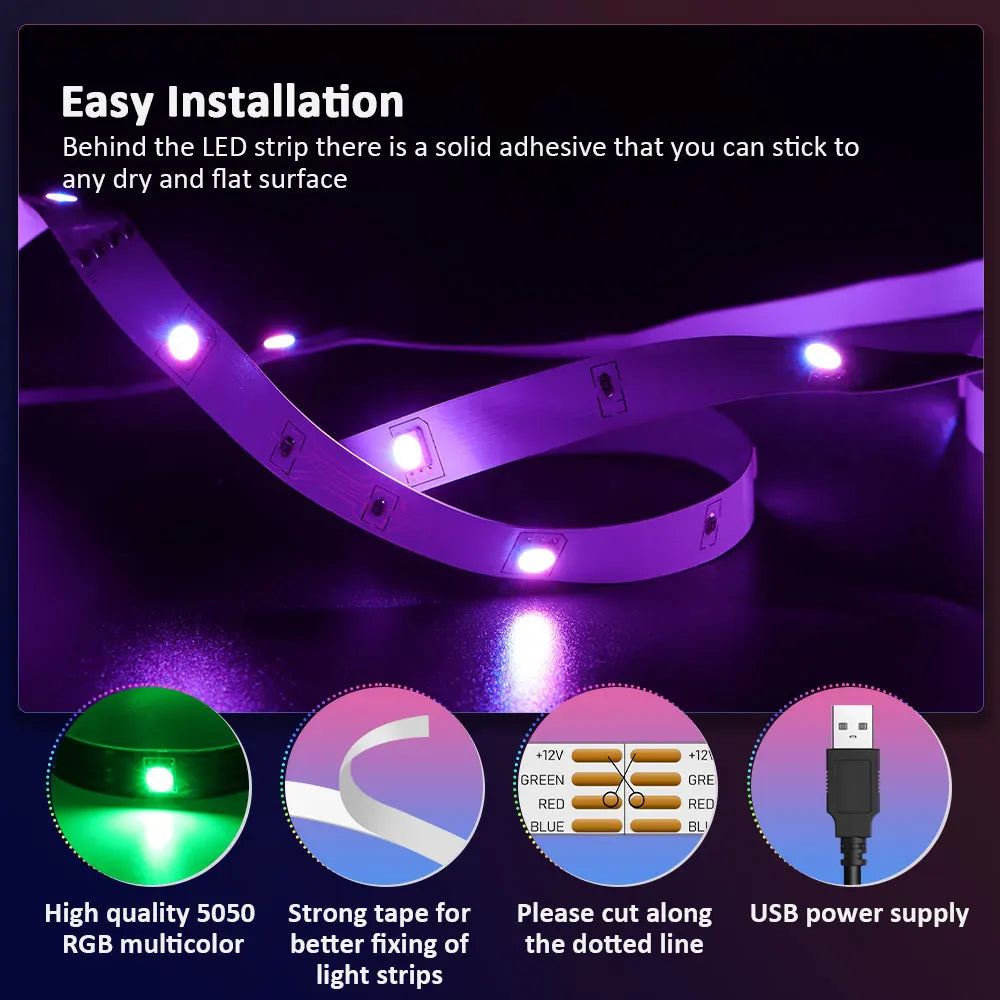 2PCS 1M LED TV backlight App Control USB LED STRIP LIGHT