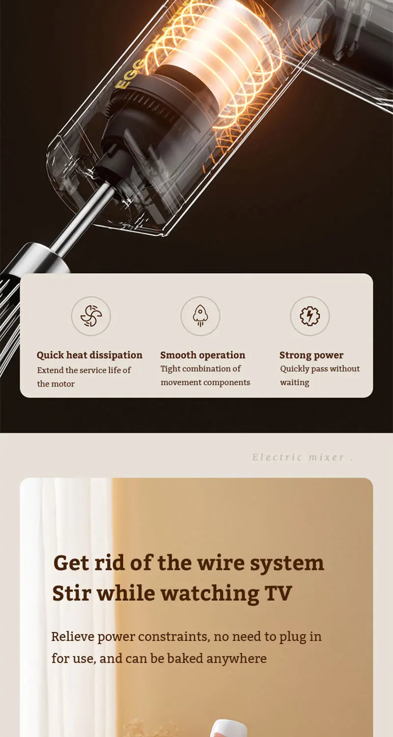 Folding Portable Electric Food Mixer Automatic Whisk Egg Beater Butter Cream Vertical Whipper Kitchen Cordless Hand Blender