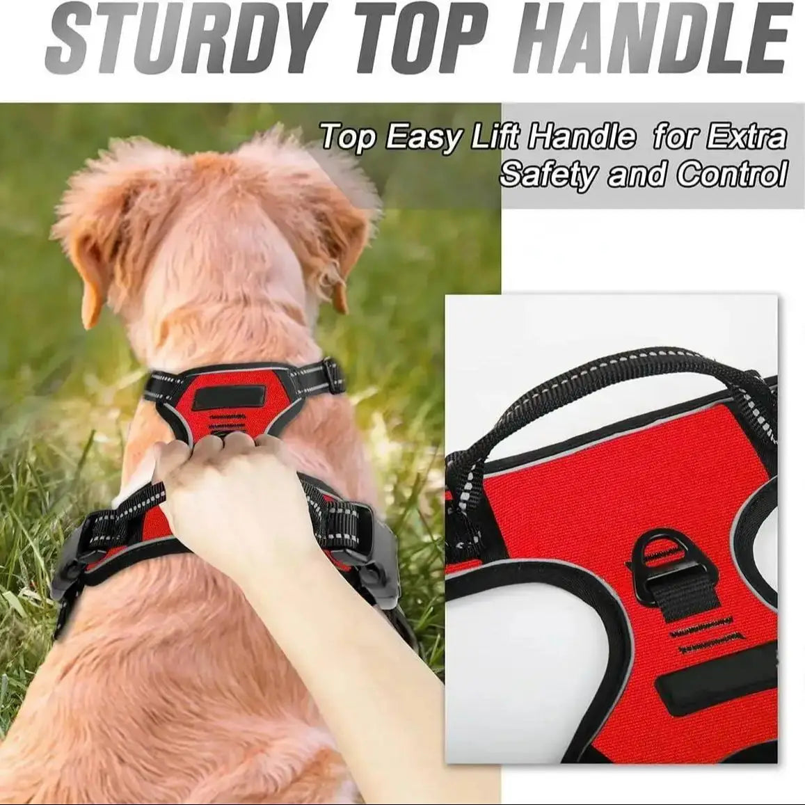 Reflective Dog Harness with Front Buckle Handle