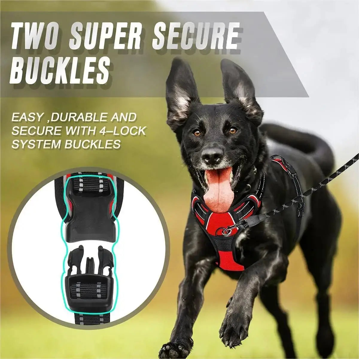 Reflective Dog Harness with Front Buckle Handle