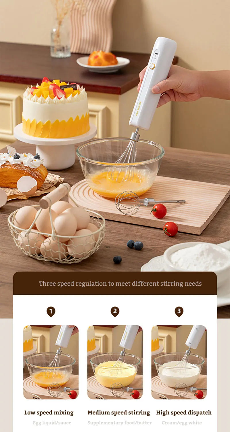 Folding Portable Electric Food Mixer Automatic Whisk Egg Beater Butter Cream Vertical Whipper Kitchen Cordless Hand Blender