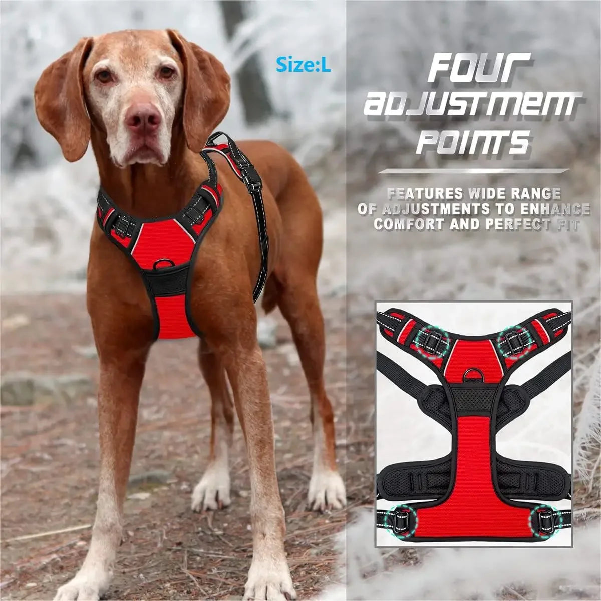 Reflective Dog Harness with Front Buckle Handle
