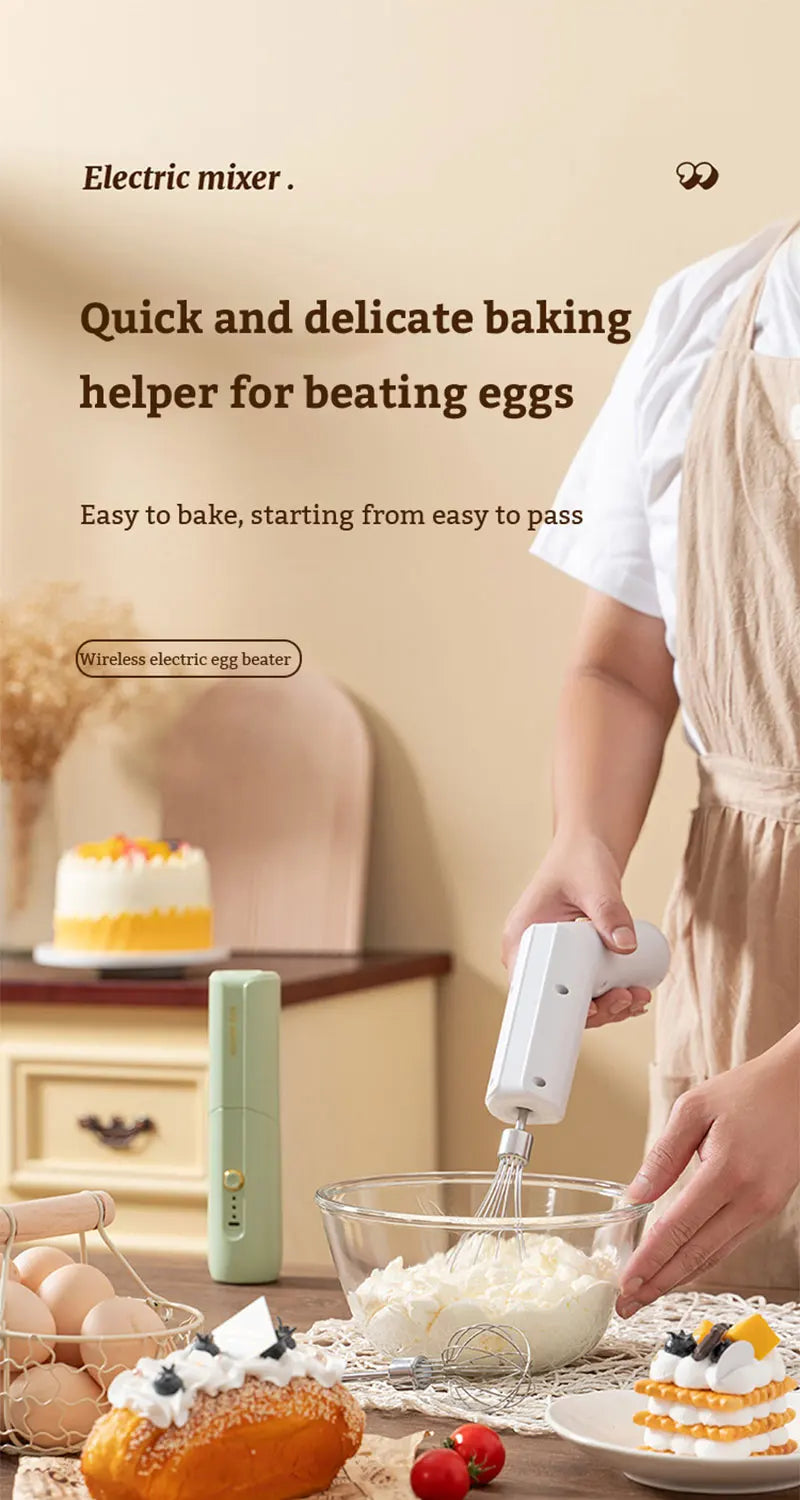 Folding Portable Electric Food Mixer Automatic Whisk Egg Beater Butter Cream Vertical Whipper Kitchen Cordless Hand Blender