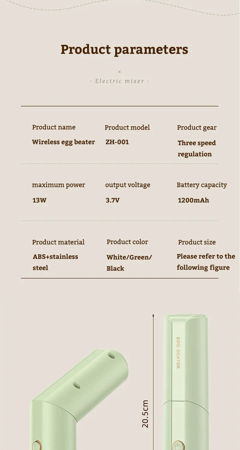 Folding Portable Electric Food Mixer Automatic Whisk Egg Beater Butter Cream Vertical Whipper Kitchen Cordless Hand Blender