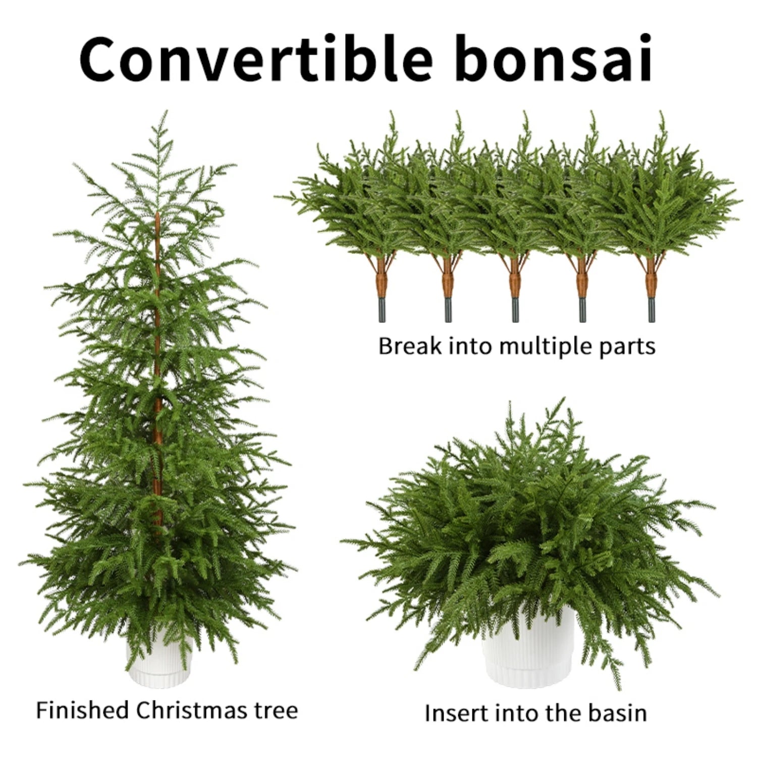 Artificial PE Christmas Tree Premium Pine Xmas Tree Realistic Holiday Party Decor for Home Office, Foldable Stand, Easy Assembly