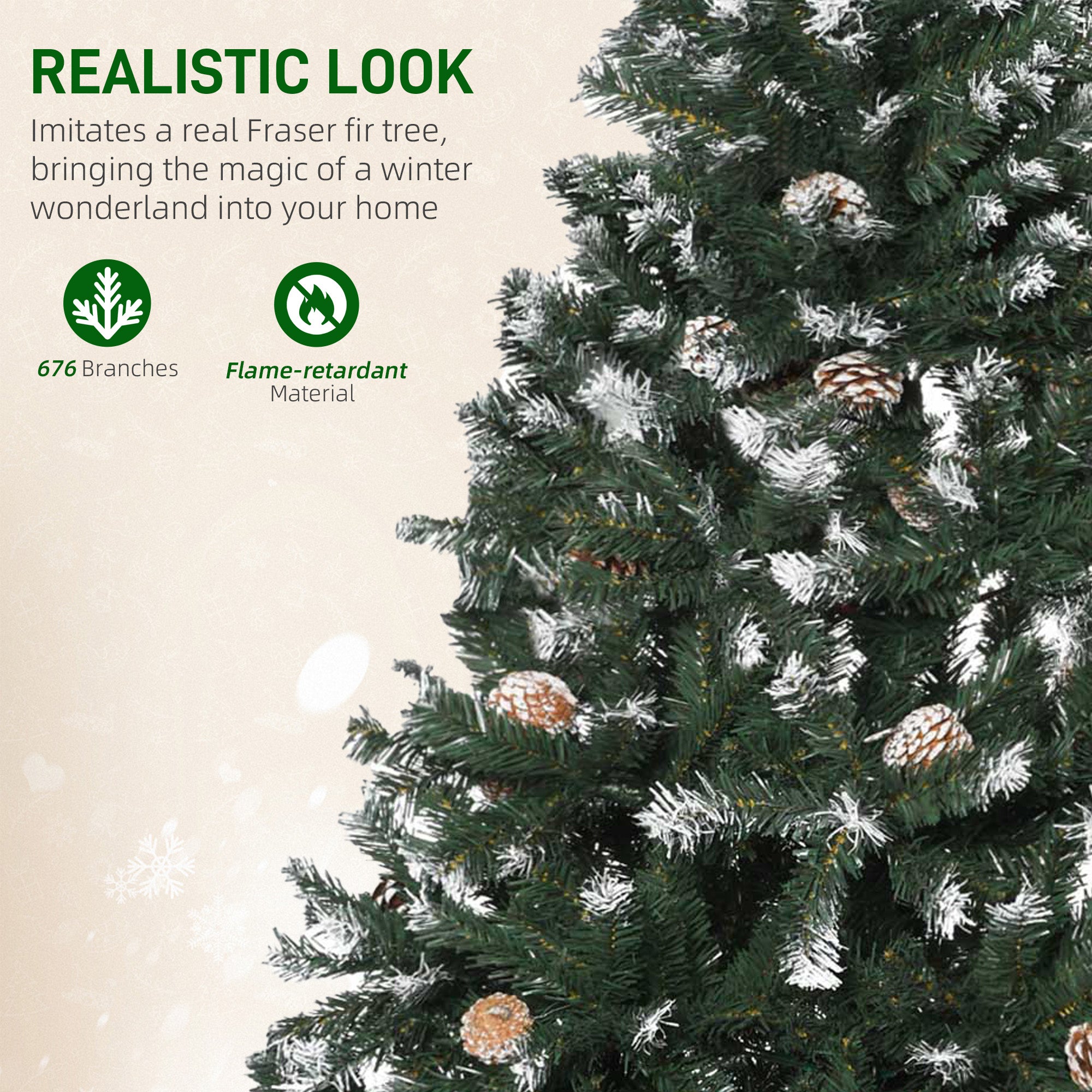 HOMCOM 5FT Artificial Christmas Tree Xmas Indoor Decoration, Automatic Open