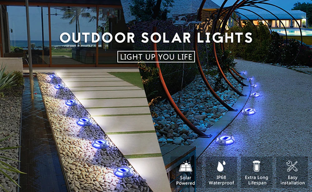 Outdoor Led Solar Light Garden Stair Deck Lights Waterproof Ground Lamp Driveway Pathway Yard Dock Road Markers Solar Stud