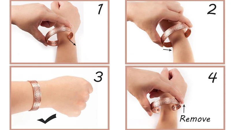 Magnetic Pure Copper Bracelet Femme Benefit 9mm Vintage Flower Energy Magnetic Copper Bracelet Adjustable Bracelet for Women