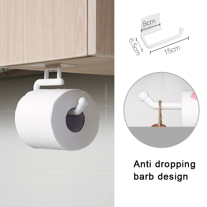Kitchen Tissue Holder Hanging Toilet Roll Paper Holder Kitchen Paper Towel Rack Bathroom Cabinet Door Hook Holder Organizer