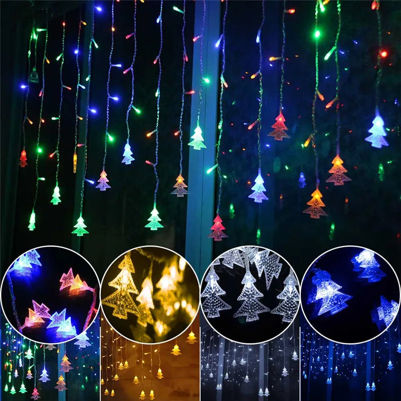Christmas LightsLed 4m Curtain Light Garland Xmas Tree Decor For home 220V Fairy Lights Outdoor/Indoor Festival String Light