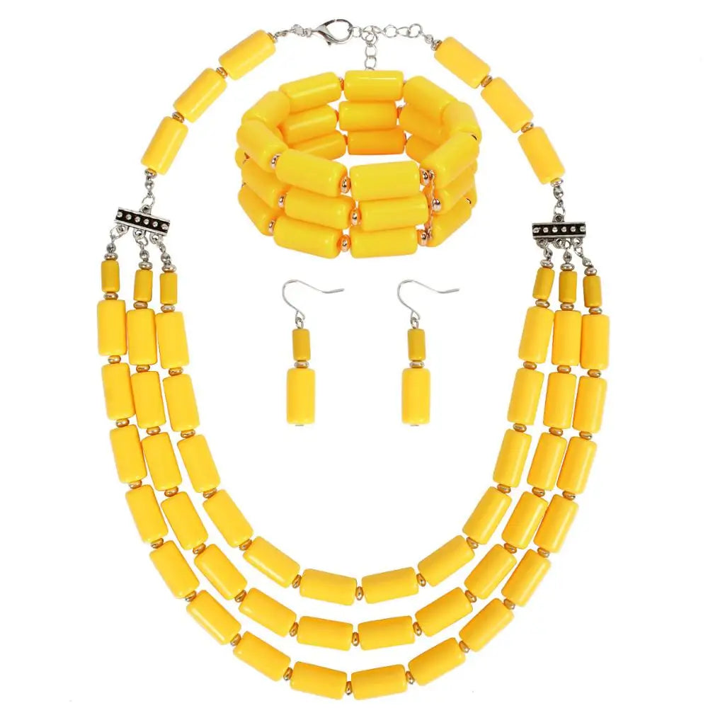 UDDEIN Nigerian Wedding Indian Jewelry Sets Bib Beads Necklace Earring Bracelet Sets Statement Collar African Beads Jewelry Set