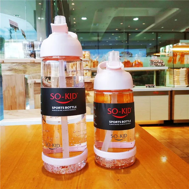 550ml/800ml/1000ml Sports Water Bottle With Straw Portable Sport Fitness Bottles Cute Kids Baby Drinkware Waterbottle