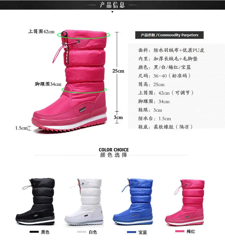 Women’s Winter Snow Boots – Waterproof Plush Platform Boots