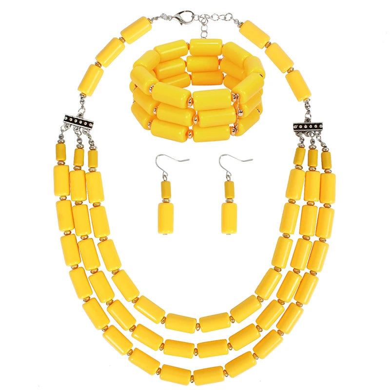 UDDEIN Nigerian Wedding Indian Jewelry Sets Bib Beads Necklace Earring Bracelet Sets Statement Collar African Beads Jewelry Set