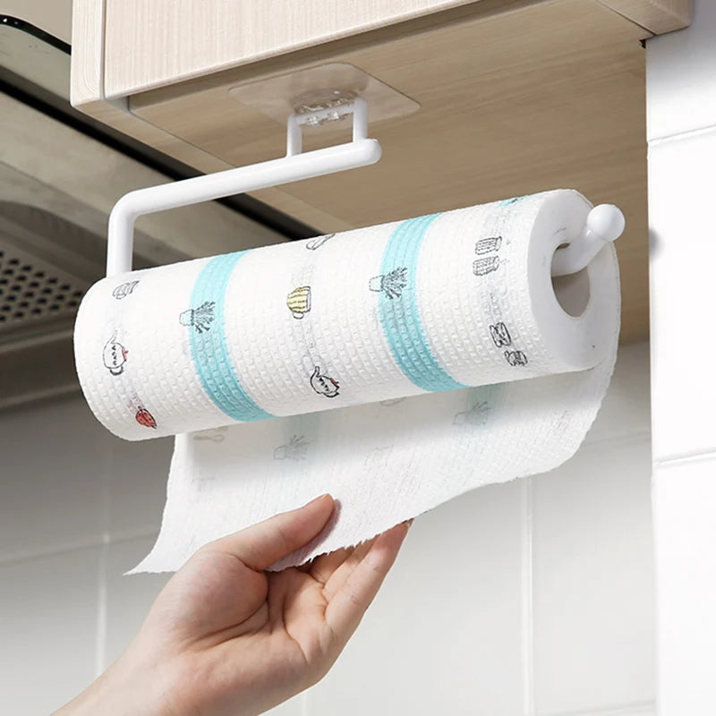 Kitchen Tissue Holder Hanging Toilet Roll Paper Holder Kitchen Paper Towel Rack Bathroom Cabinet Door Hook Holder Organizer