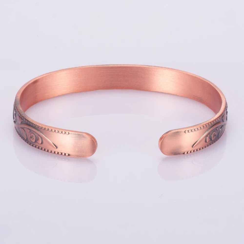 Magnetic Pure Copper Bracelet Femme Benefit 9mm Vintage Flower Energy Magnetic Copper Bracelet Adjustable Bracelet for Women