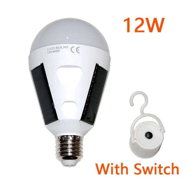 E27 Rechargeable LED Solar Bulb Lamp 7W 12W 85V-265V Outdoor Emergency Solar Powered Bulb Travel Fishing Camping Light Tent lamp