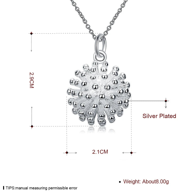 DOTEFFIL 925 Sterling Silver Firework Flower Necklace Earring Set Popular Charm Nice Necklace Earring Sets Women's Jewelry