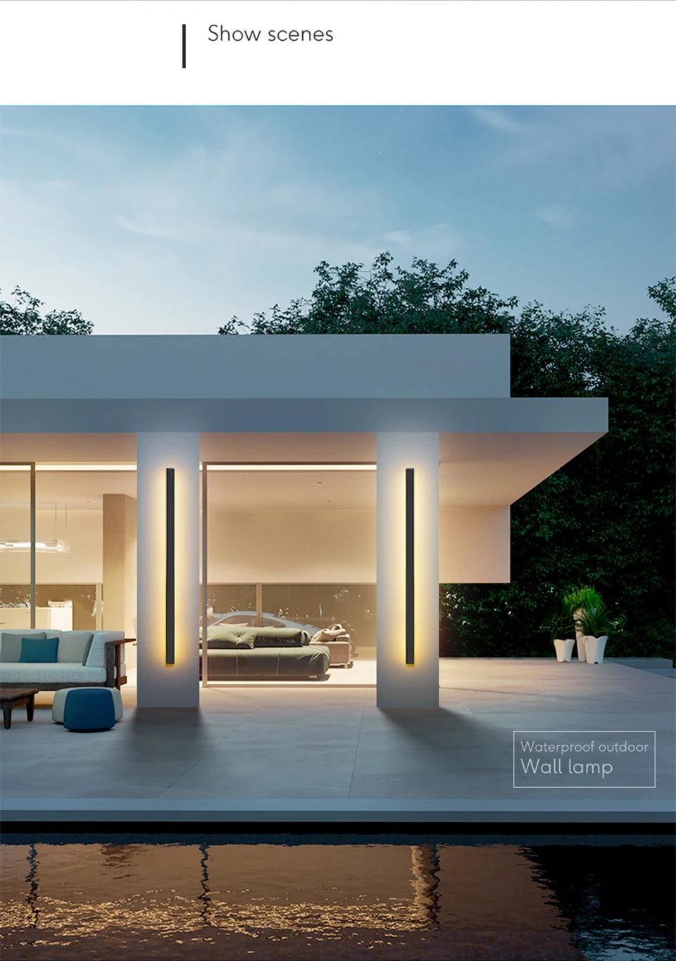 Waterproof outdoor wall lamp LED Long Linear lighting IP65 Aluminum for Garden Garage porch Sconces Fixtures 110V 220V Luminaire