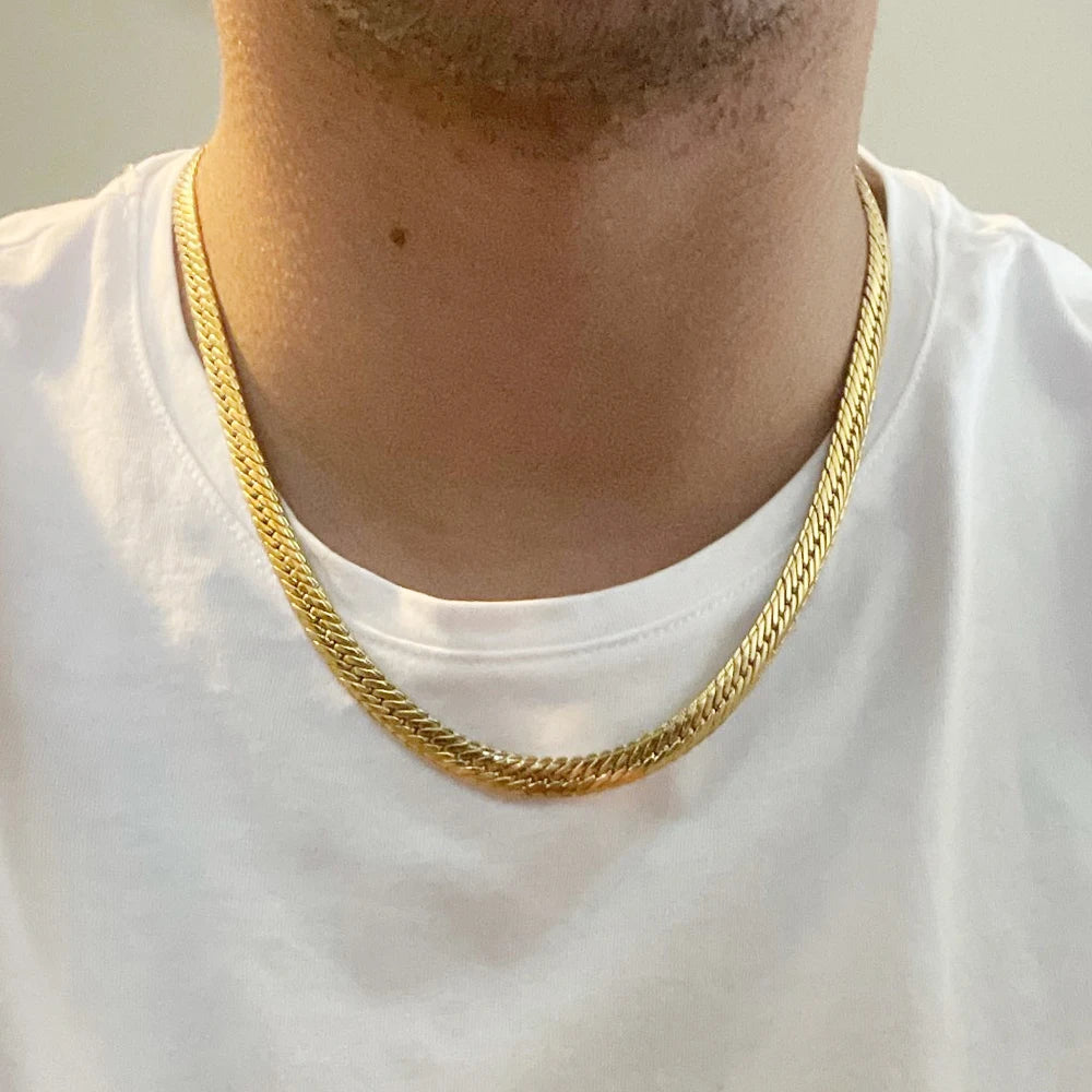 Hiphop Gold Chain For Men Hip Hop Chain Necklace 8MM Gold Color Curb Long Chain Necklaces Men's Jewelry Colar Collier