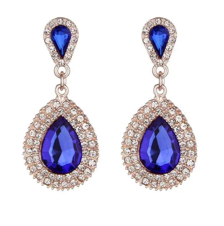 Palace Retro Luxulite Full Drilling Water Drop Rhinestones Female  Earrings Sweet Earrings Long Earrings Crystal Earrings
