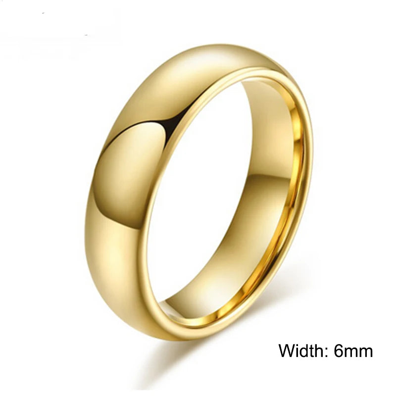 ZORCVENS Fashion 100% pure tungsten rings 4MM/6MM wide Gold-Color wedding rings for women and men jewelry