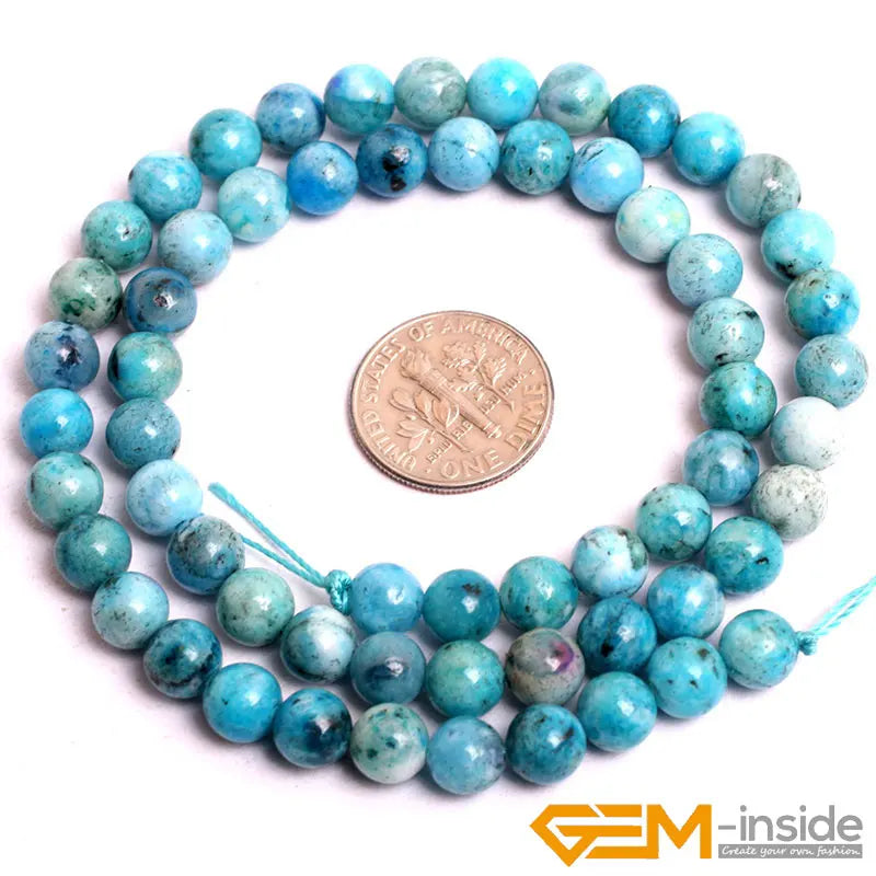 Natural Stone Blue Hemimorphite Round Loose Spacer Beads For Jewelry Making Strand 15"DIY Bracelet Necklace Jewelry Making Beads