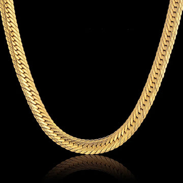Hiphop Gold Chain For Men Hip Hop Chain Necklace 8MM Gold Color Curb Long Chain Necklaces Men's Jewelry Colar Collier