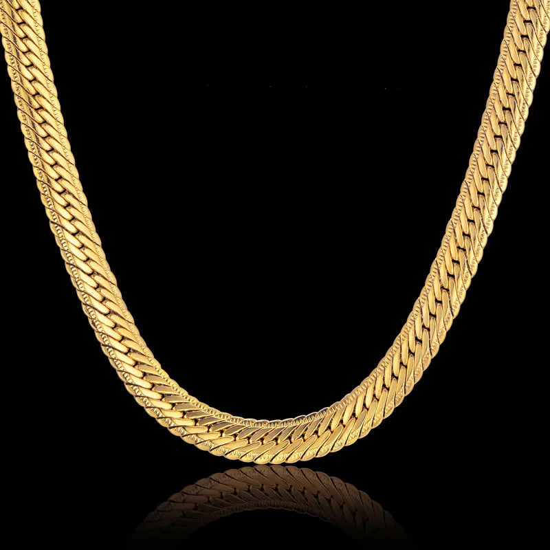 Hiphop Gold Chain For Men Hip Hop Chain Necklace 8MM Gold Color Curb Long Chain Necklaces Men's Jewelry Colar Collier