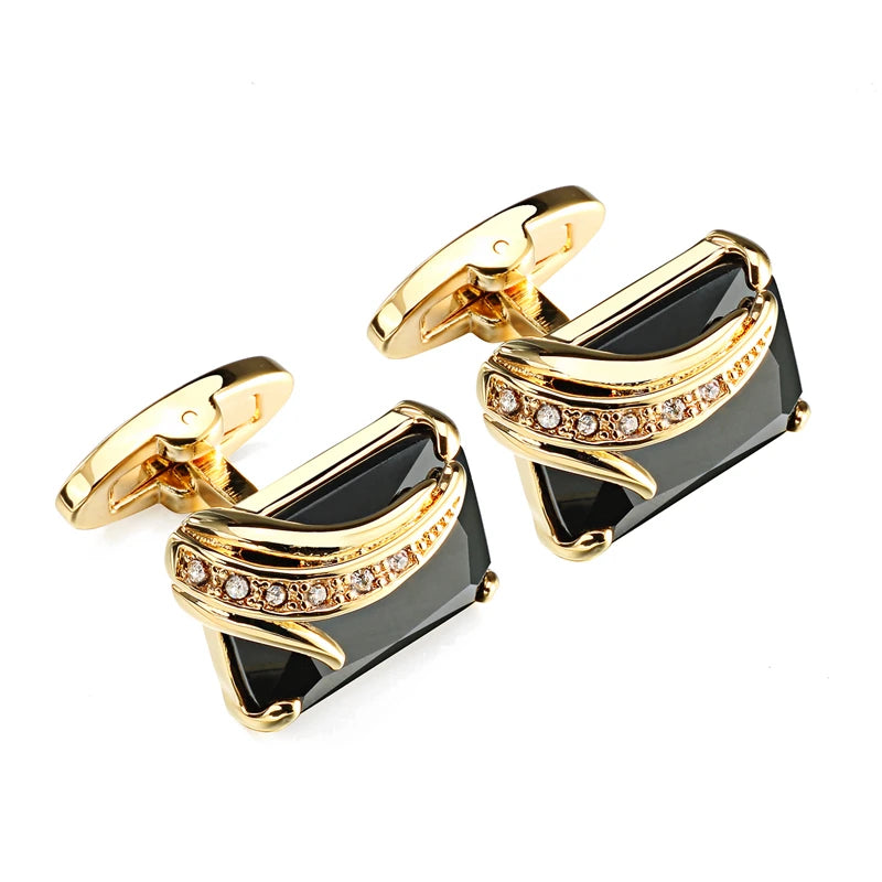 Low-key Luxury Blue Glass Cufflinks for Mens Lepton Brand High Quality Square Crystal Cufflinks Shirt Cuff Links Relojes Gemelos