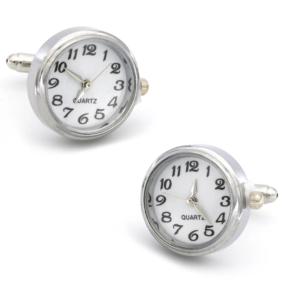 New Watch Cufflinks Real Clock Cuff links With Battery Cufflinks Machine Core Mechanical cuffs Relojes gemelos
