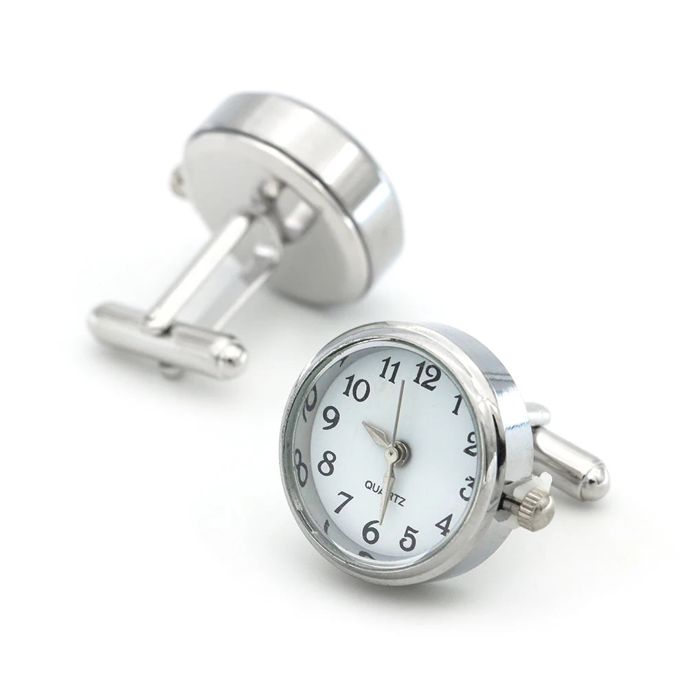New Watch Cufflinks Real Clock Cuff links With Battery Cufflinks Machine Core Mechanical cuffs Relojes gemelos