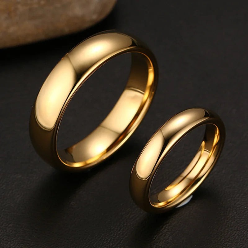 ZORCVENS Fashion 100% pure tungsten rings 4MM/6MM wide Gold-Color wedding rings for women and men jewelry