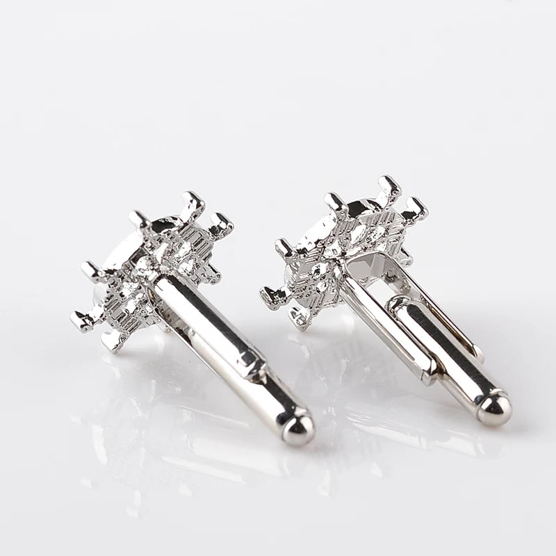 Silver Color Rudder Cufflinks High Quality Luxury Men Cuff Button Personality captain French Men's Shirt CuffLinks skipper