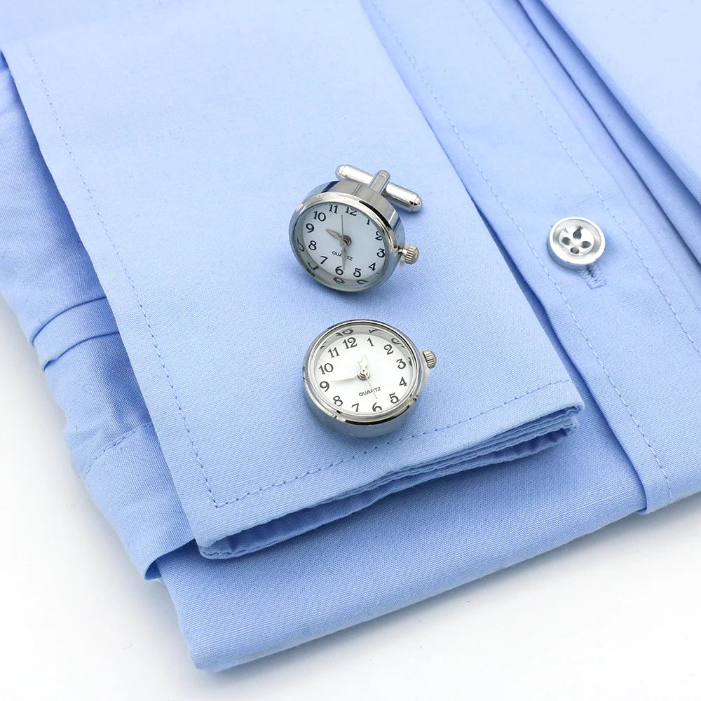New Watch Cufflinks Real Clock Cuff links With Battery Cufflinks Machine Core Mechanical cuffs Relojes gemelos