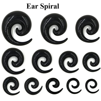 BOG-Pair Black Heart Ear Tunnel Gauge Acrylic Ear Spiral Plugs Ear Taper Stretchers Gauge Expander Saddle Ear Plugs 4-25mm