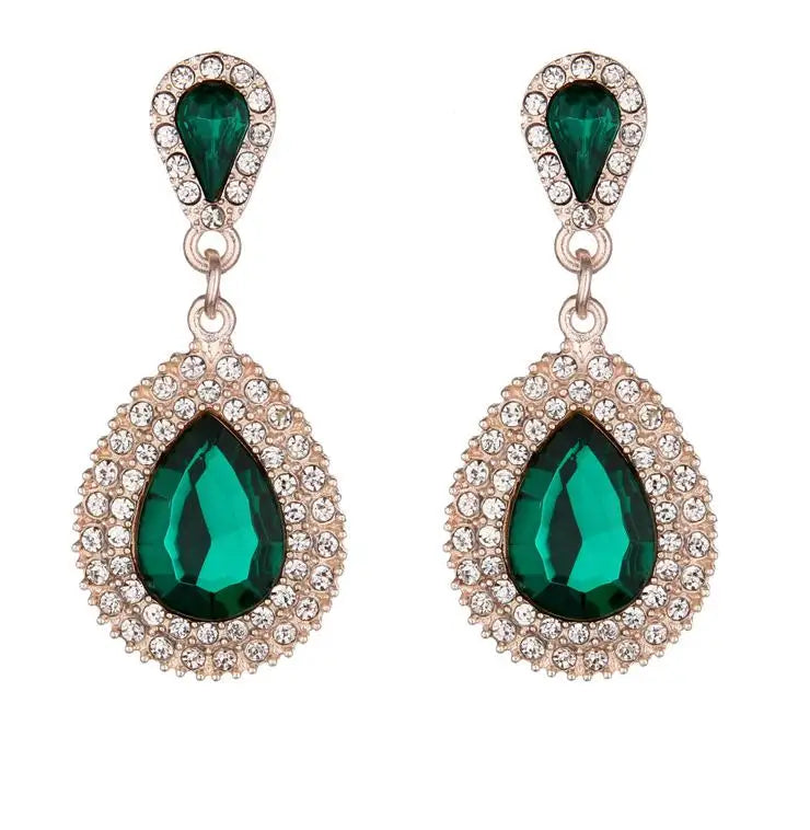 Palace Retro Luxulite Full Drilling Water Drop Rhinestones Female  Earrings Sweet Earrings Long Earrings Crystal Earrings